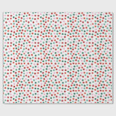 ピンクの赤い水玉模様パターンのクリスマス ラッピングペーパー (フラット)