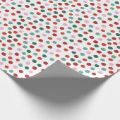 ピンクの赤い水玉模様パターンのクリスマス ラッピングペーパー (角)