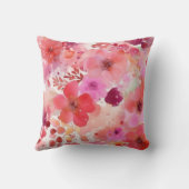 ピンクの赤い水色のフローラ クッション (裏面)