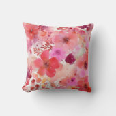 ピンクの赤い水色のフローラ クッション (正面)