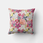 ピンクの赤い水色の花。 クッション (裏面)