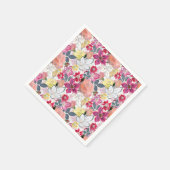 ピンクの赤い水色の花。 スタンダードカクテルナプキン (角)