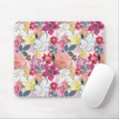 ピンクの赤い水色の花。 マウスパッド (マウス)