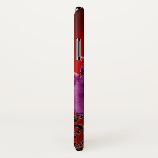 ピンクの赤い渦巻き旋回、果実フローラダマスクモノグラム Case-Mate iPhoneケース (裏面/右)