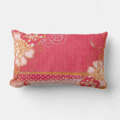 ピンクの赤い花の腰神経の装飾用クッション ランバークッション (正面)