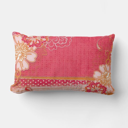 ピンクの赤い花の腰神経の装飾用クッション ランバークッション (正面)