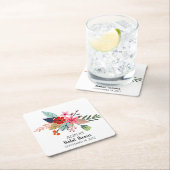 ピンクの赤い青の大きな花束の夏の花 スクエアペーパーコースター (インサイチュ)