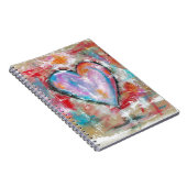 ピンクの赤い青を絵を描く無謀なハートの抽象美術 ノートブック (右側)