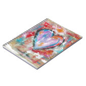 ピンクの赤い青を絵を描く無謀なハートの抽象美術 ノートブック (左側)