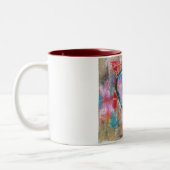 ピンクの赤い青を絵を描く無謀なハートの抽象美術 マグカップ (左)