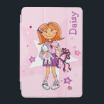 ピンクの赤い髪の女の子の星あなたの名前を追加 iPad MINIカバー<br><div class="desc">おもしろいデバイスのケース赤い髪の女の子と白いバニーとギフトの芸術カスタマイズ。あなたの選択の名前で。この例の読デイジーSarah Trettによるアートとデザインwww.mylittleeden.com</div>