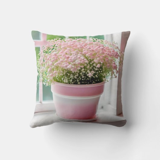 ピンクの赤ちゃんの息の花束 クッション (裏面)