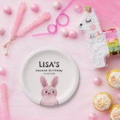 ピンクの赤ちゃんウサギの女の子の誕生日パーティー ペーパープレート (パーティー)