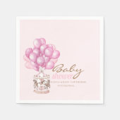 ピンクの赤ちゃんガールシャワーかわいいバルーンスタイリッシュ スタンダードカクテルナプキン (正面)