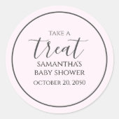 ピンクの赤ちゃんシャワーかわいい書道スクリプトトリート ラウンドシール (正面)