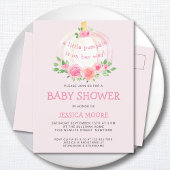 ピンクの赤ちゃんシャワーの彼女の方法で小さなかぼちゃを インビテーションポストカード