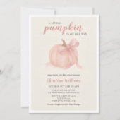 ピンクの赤ちゃんシャワーの途中の小さなかぼちゃ 招待状 (正面)