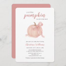 ピンクの赤ちゃんシャワーの途中の小さなかぼちゃ 招待状