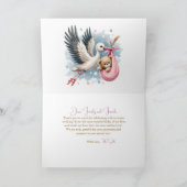 ピンクの赤ちゃんシャワーを待つことができる サンキューカード (内部)