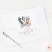 ピンクの赤ちゃんシャワーを待つことができる スクエアシール (封筒)