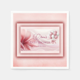 ピンクの赤ちゃんシャワーを待つことができる スタンダードカクテルナプキン