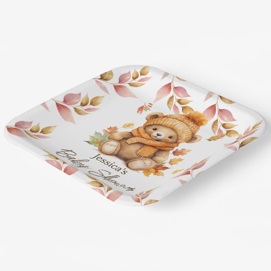 ピンクの赤ちゃんシャワーを待つことができる ペーパープレート (傾斜あり)