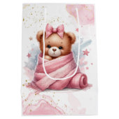 ピンクの赤ちゃんシャワーを待つことができる ミディアムペーパーバッグ (裏面)