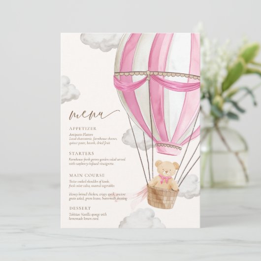ピンクの赤ちゃんシャワーを待つことができる メニュー (スタンド正面)