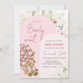 ピンクの赤ちゃんシャワーを待つことができる 招待状 (正面)