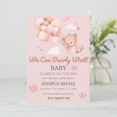 ピンクの赤ちゃんシャワーを待つことができる 招待状 (スタンド正面)