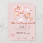 ピンクの赤ちゃんシャワーを待つことができる 招待状 (正面/裏面)