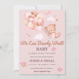 ピンクの赤ちゃんシャワーを待つことができる 招待状