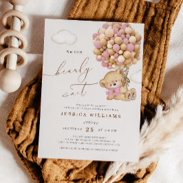 ピンクの赤ちゃんシャワーを待つことができる 招待状