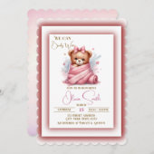 ピンクの赤ちゃんシャワーを待つことができる 招待状 (正面/裏面)
