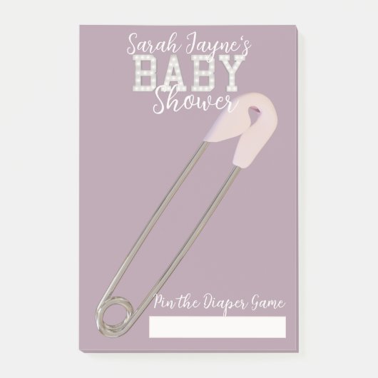 ピンクの赤ちゃんシャワーゲームおむつノートをピン ポストイット (正面)