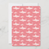 ピンクの赤ちゃんシャワーサメ動物 招待状 (裏面)