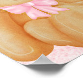 ピンクの赤ちゃんシャワーテディベアデザートテーブルサイン ポスター (角)