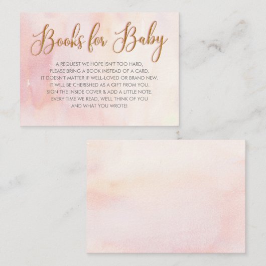 ピンクの赤ちゃんシャワーブックリクエスト 名刺 (正面/裏面)