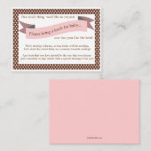 ピンクの赤ちゃんシャワーブック挿入リクエストカード女の子 エンクロージャーカード (正面/裏面)