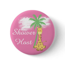 ピンクの赤ちゃんシャワーホストキリンのバッジ