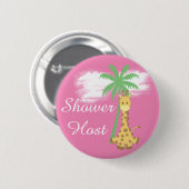 ピンクの赤ちゃんシャワーホストキリンのバッジ 缶バッジ (正面&裏面)