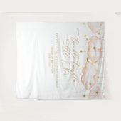 ピンクの赤ちゃんシャワー背景、キラキラ小さな星禁止 タペストリー (正面(横))