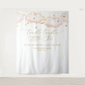 ピンクの赤ちゃんシャワー背景、キラキラ小さな星禁止 タペストリー (正面)