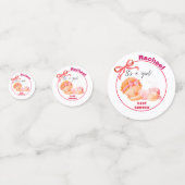 ピンクの赤ちゃんシャワー、赤ちゃんガールシャワー コンフェッティ (正面)