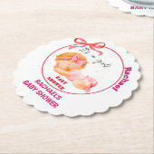 ピンクの赤ちゃんシャワー、赤ちゃんガールシャワー ペーパーコースター (アングル)