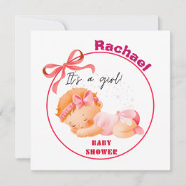 ピンクの赤ちゃんシャワー、赤ちゃんガールシャワー 招待状