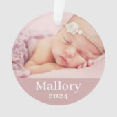 ピンクの赤ちゃんパーソナライズされたの少女の名前の写真 オーナメント (正面)