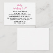 ピンクの赤ちゃん女の子が良く望む赤ちゃんシャワーのミニカード エンクロージャーカード (正面/裏面)