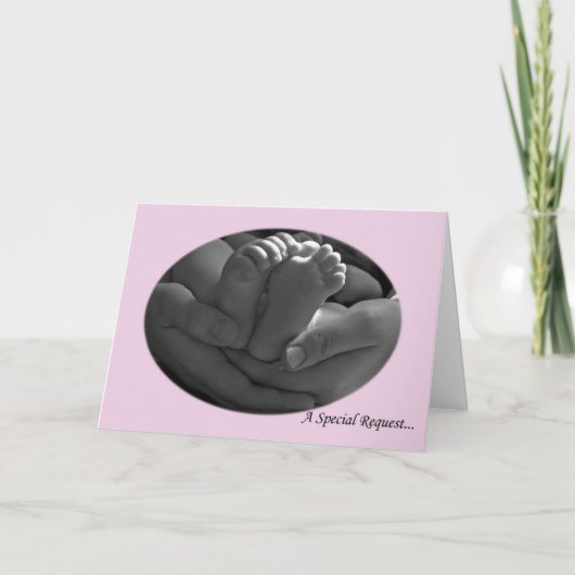 ピンクの赤ちゃん女の子のゴッドパークスがグリーティングカードをリクエスト 招待状 (正面)