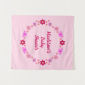 ピンクの赤ちゃん女の子の蝶と花のカスタム タペストリー (正面(横))